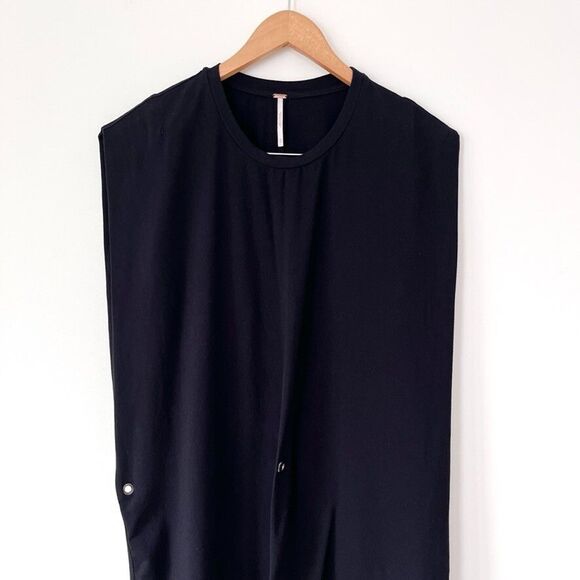 Free People Women Shift Black Mini Dress Oversized XS Minimalist Woven Stretch - Picture 2 of 8